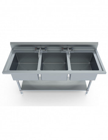Miran Stainless Steel Triple Compartment Sink Table
